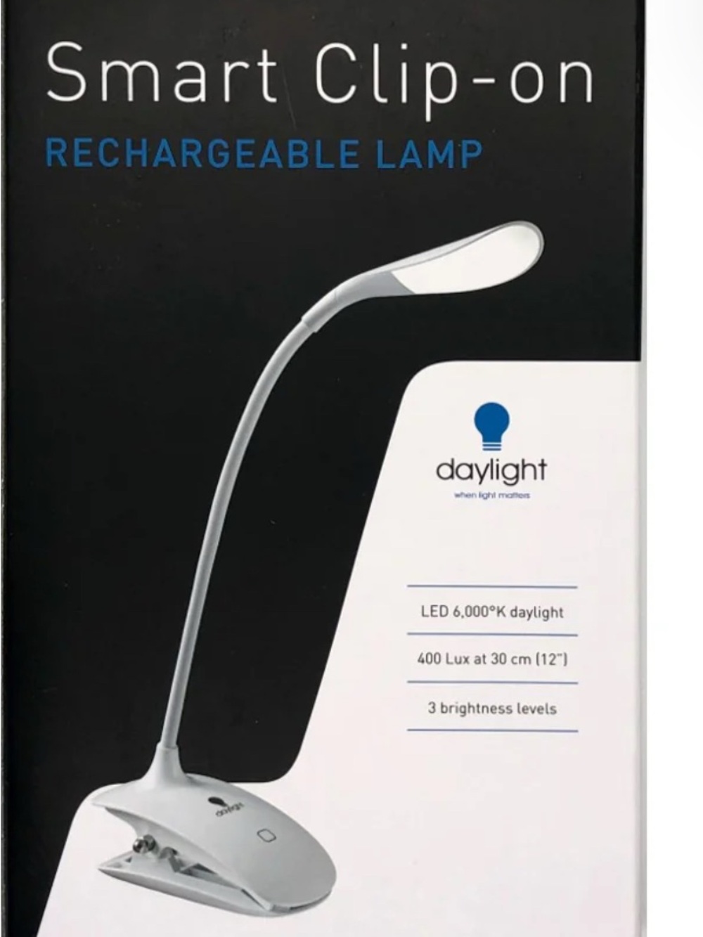Daylight Smart Clip-On Rechargeable Light Lamp - White.  Great for needlepoint!
